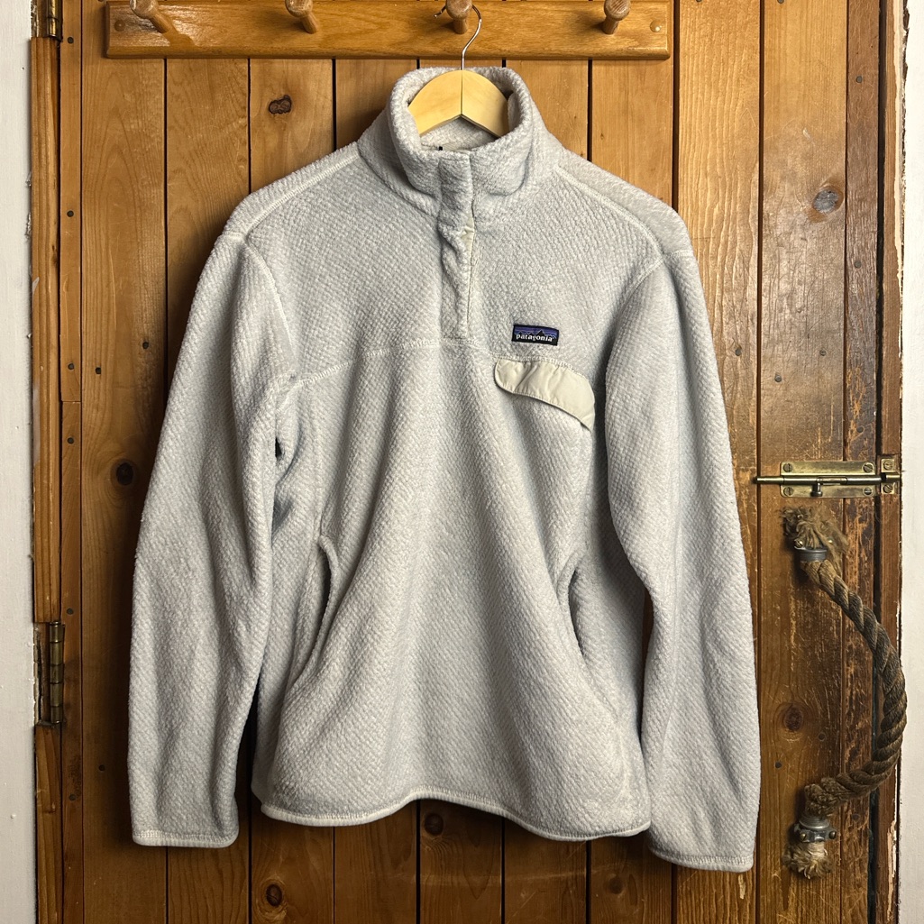 Patagonia Re-Tool Half-Snap Fleece Button Pullover In White Women’s Size Large